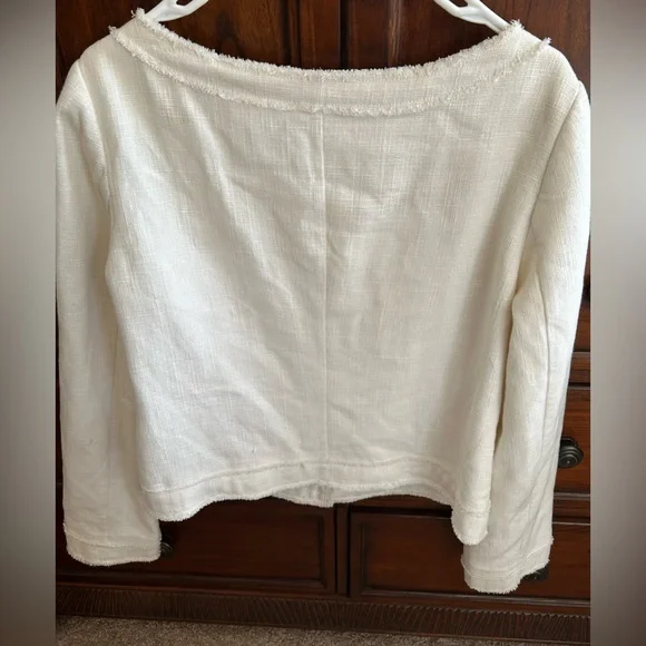 Lilly Pulitzer Cream Millie Linen Blend Jacket with Gold Buttons, Size Large - Picture 6 of 15